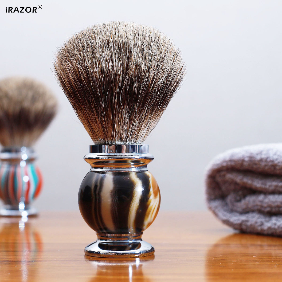 Men Grooming Hygiene - iRAZOR Silvertip Erkek Tıraş Fırçası, Reçine