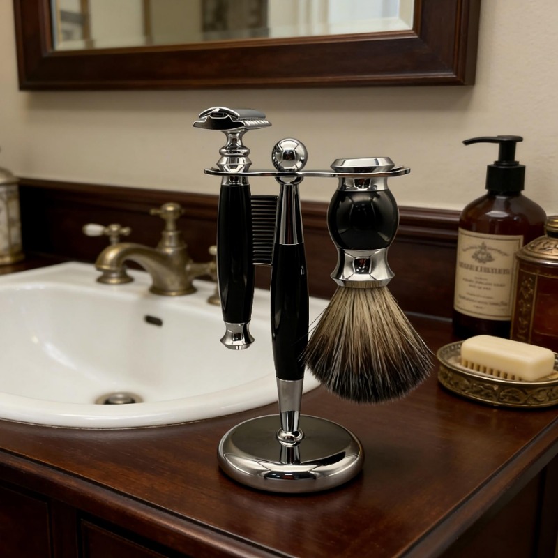Men Grooming Hygiene - Manuel Tıraş Makinesi, Fırça ve Standlı