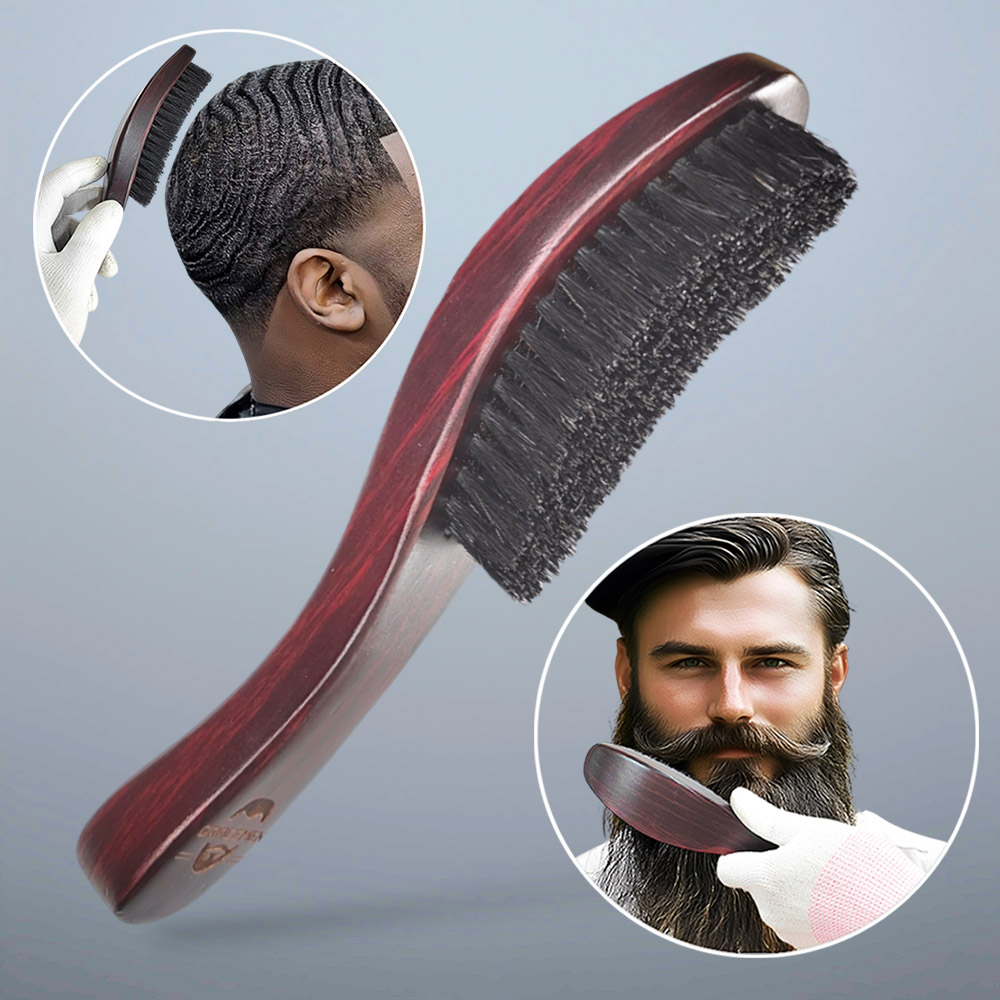Men'S Grooming Hair - Gracemen 360 Dalgalı Fırça Kavisli Ahşap
